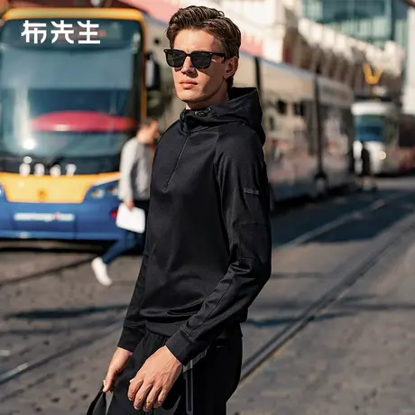 MrBu布先生半拉链调节绳扣连帽男卫衣2023时尚运动风秋装BT12181商品大图