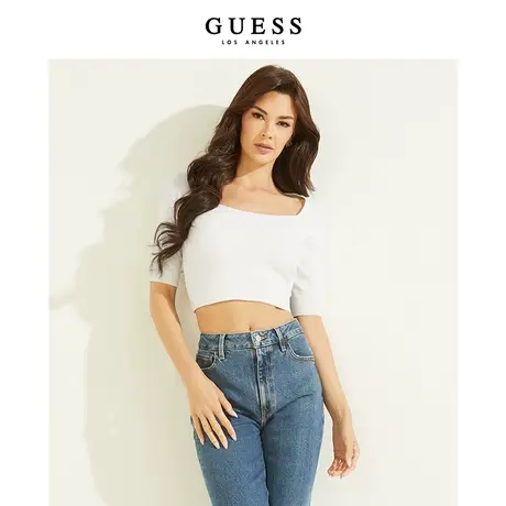 GUESS女士U领纯色温柔舒适毛针织衫-W2BR07Z2YM2商品大图
