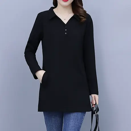 中长款打底衫女春秋新款潮2023年上衣服长袖t恤内搭大码女装胖mm图片