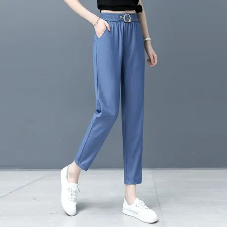 天丝牛仔裤女九分2023新款夏季薄款高腰显瘦女裤冰丝直筒哈伦裤潮图片