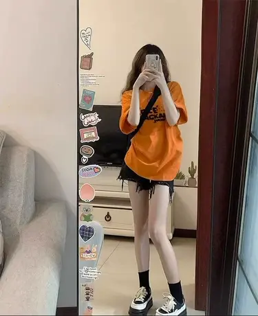 纯棉重磅短袖t恤女夏季2023新款小众设计感美式复古宽松半袖上衣商品大图