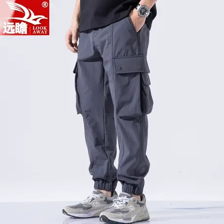 夏季工装裤男款潮牌宽松束脚裤夏天薄款冰丝速干男士休闲九分裤子商品大图