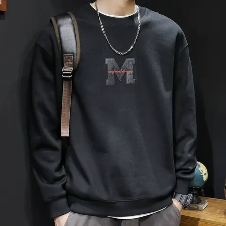 春秋卫衣男百搭秋冬款潮牌重磅宽松大码2023新款字母圆领上衣长袖商品大图