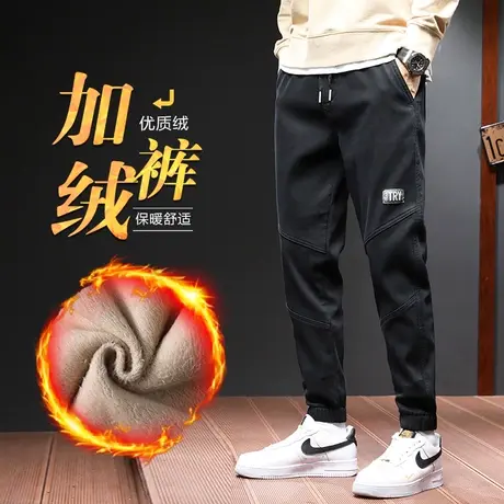 冬季秋冬款加绒加厚羊羔绒裤子男士休闲牛仔裤保暖外穿加棉裤冬装商品大图