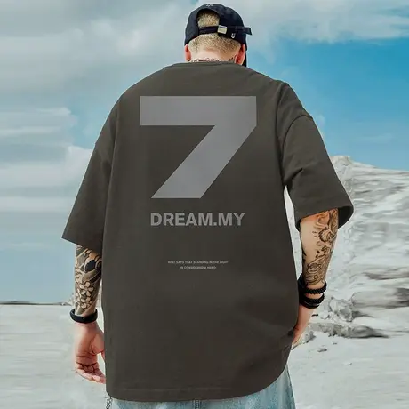 高街短袖t恤大码男装纯棉宽松情侣夏季oversize美式上衣服ins潮牌商品大图