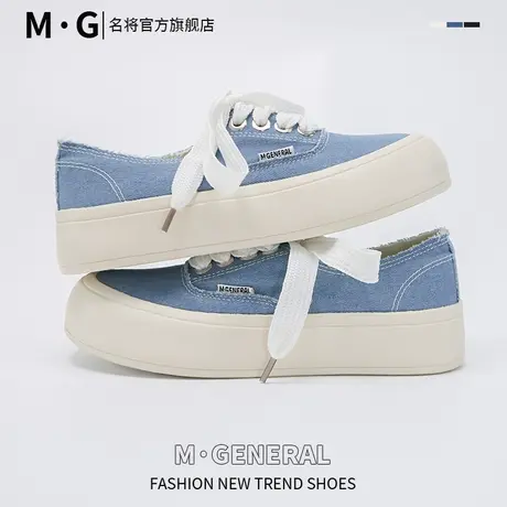 低帮奶油厚底帆布鞋女2023春季新款韩版薄款透气ins潮超火小白鞋商品大图