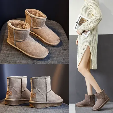雪地靴女2023冬季新款短筒短靴韩版厚底学生棉鞋女加绒保暖短靴潮商品大图