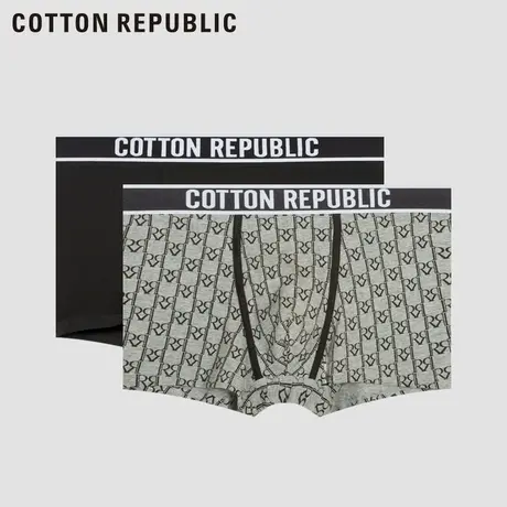 Cotton Republic/棉花共和国2020秋冬新款男士平角印花内裤两条装图片