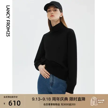 朗姿棉质黑色宽松休闲慵懒风秋新款卫衣流行短款运动风毛衣上衣女图片