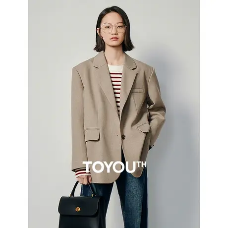 TOYOUTH初语美拉德廓形西服女2024春季新款高级后开叉西装外套图片