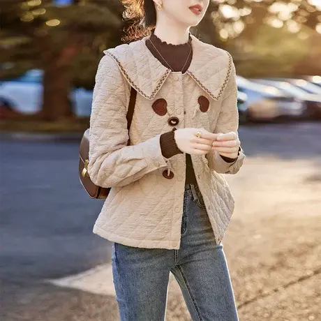 时尚气质保暖棉服外套2022年冬季新款淑女温柔减龄显瘦通勤上衣图片