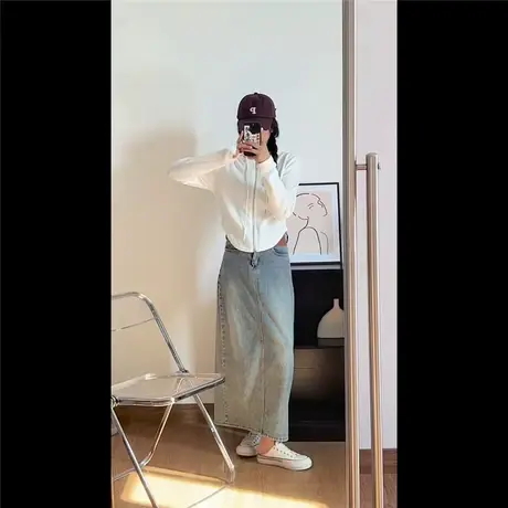 春秋季新款粉色减龄双拉链长袖短款连帽卫衣女时尚休闲开衫外套潮图片