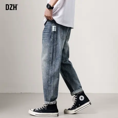 男士休闲牛仔裤男直筒宽松裤子潮牌春夏男裤2023新款卷裤脚直筒裤商品大图