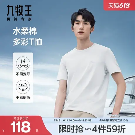 [商场同款]水柔棉九牧王AT2E20410短袖T恤夏季圆领上衣男装父亲节商品大图