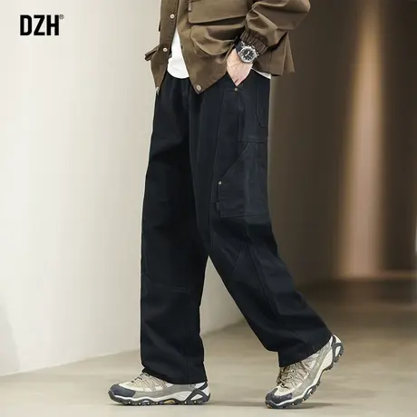 男士黑色工装裤男秋季裤子2023新款潮牌宽松男裤休闲裤男款直筒裤商品大图
