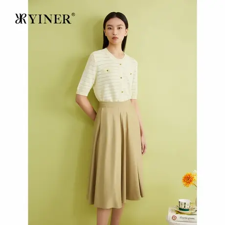 YINER音儿专选夏季法式优雅上衣薄款镂空拼接针织衫图片