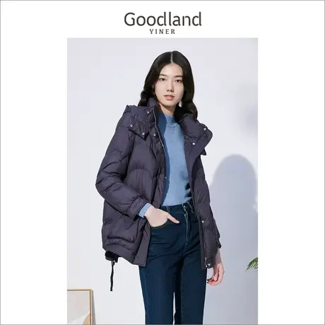 音儿美地女装2022冬季短款加厚连帽羽绒服商品大图