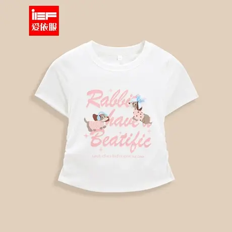 MINIIEF【爱依服童装】2025夏季新款女童洋气设计感印花百搭T恤商品大图