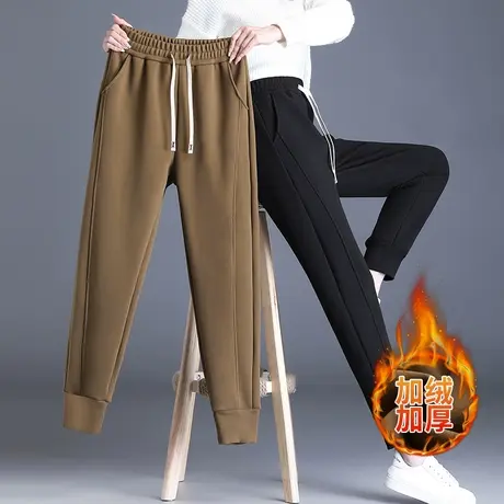 秋冬季新款女士卫裤加肥大码女裤中年妈妈休闲加厚显瘦长裤哈伦裤图片