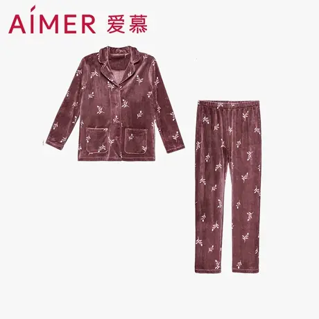 爱慕秋冬睡衣女可外穿红色新款家居服长袖分身家居套装AM465311图片