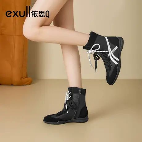 exull/依思Q2025秋季高帮德训鞋马丁靴美拉德不累脚短靴女靴商品大图