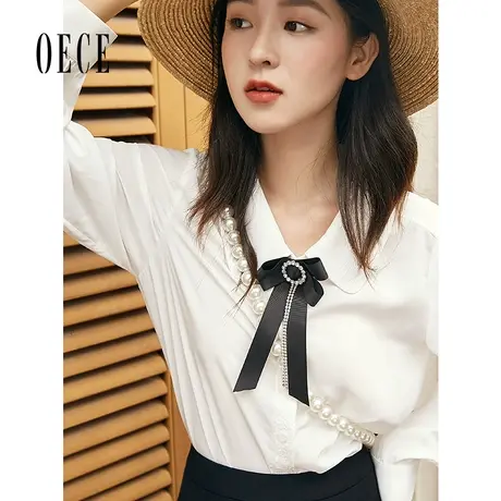 Oece气质通勤衬衫春秋新款女复古学院长袖上衣衬衣商品大图