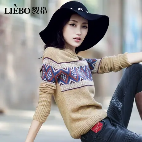 裂帛2023冬新款复古圆领套头文艺原创设计软糯慵懒风美拉德毛衣女商品大图