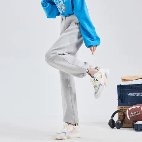 唐狮灰色休闲裤春夏新款女士高腰显瘦显高运动裤宽松卫裤束脚裤子图片