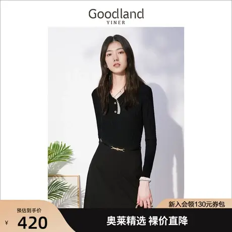 音儿美地女装2022秋季新款设计感上衣v领木耳边毛针织衫商品大图