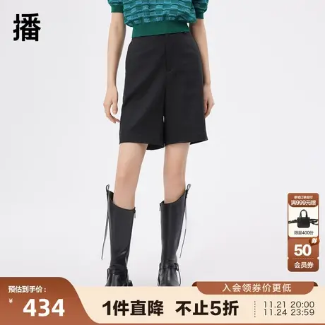 播2023夏季商场同款后口袋信封袋盖纽扣装饰五分裤女BDQ2KD0801商品大图