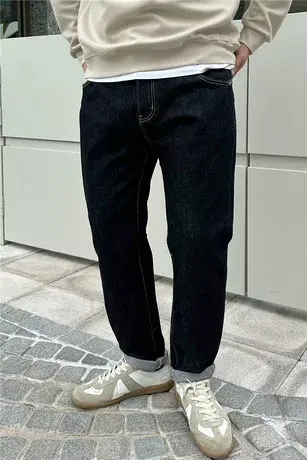 大依无忧春秋新款黑蓝普洗大号潮胖子弹力加肥加大码男士牛仔裤商品大图