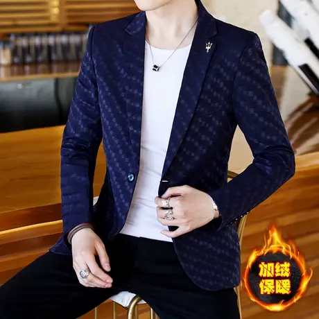 西装外套男士春秋韩版潮流痞帅气休闲小西服上衣单件冬季加绒加厚图片