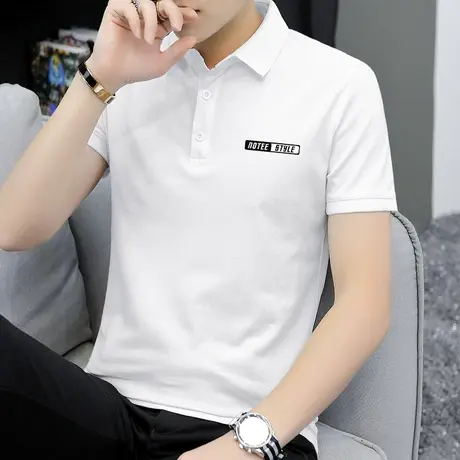 夏季短袖t恤男装保罗翻领polo衫潮牌白色上衣服冰丝凉感有领半袖图片