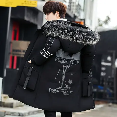 羽绒服2023新款冬季男士加厚棉衣中长款棉服帅气袄子学生保暖外套商品大图