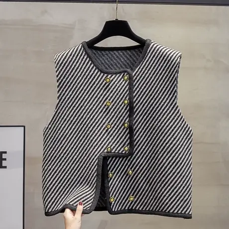 圆领针织开衫马甲背心女2023秋装新款宽松外穿马夹加厚毛衣坎肩潮图片