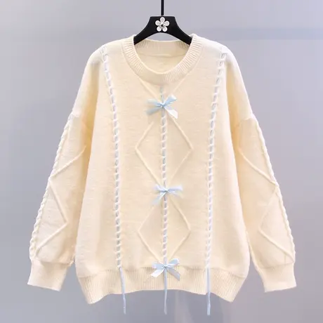 小清新蝴蝶结毛衣女秋冬2023新款日系宽松学院风软糯减龄针织上衣商品大图
