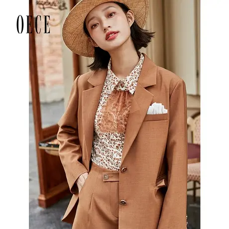 Oece气质小西装春秋新款女复古气质设计感西服休闲外套商品大图