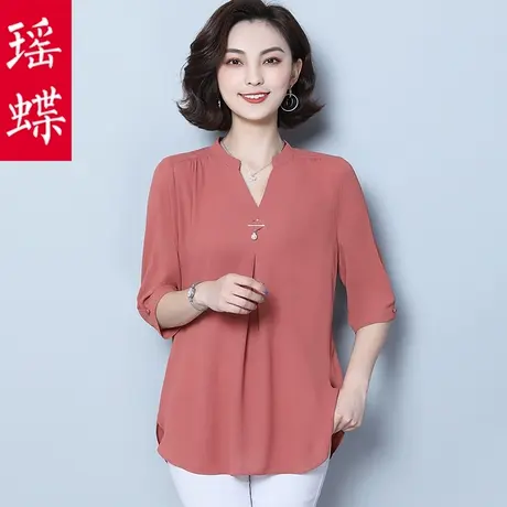 短袖雪纺衫女士百搭2023夏季新款上衣洋气四十岁中年妈妈装遮肚子图片