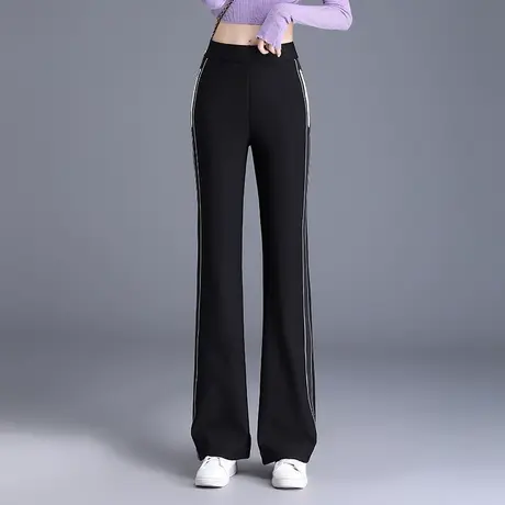 休闲直筒喇叭裤女秋季2023新款高腰垂感显瘦长裤百搭时尚运动裤子图片