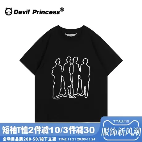 ulzzang小众设计感超火黑色t恤女短袖百搭正肩简约风纯棉半袖上衣商品大图