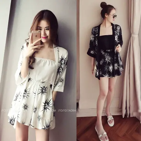 睡衣女夏套装冰丝可外穿性感抹胸连体裤短袖两件套宽松家居服薄款图片