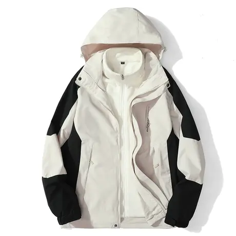 NASA联名冲锋衣秋冬男女款三合一可拆卸户外防风防水登山服外套图片