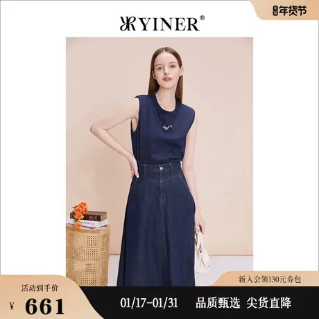 YINER音儿女装夏季法式优雅圆领针织衫无袖上衣图片