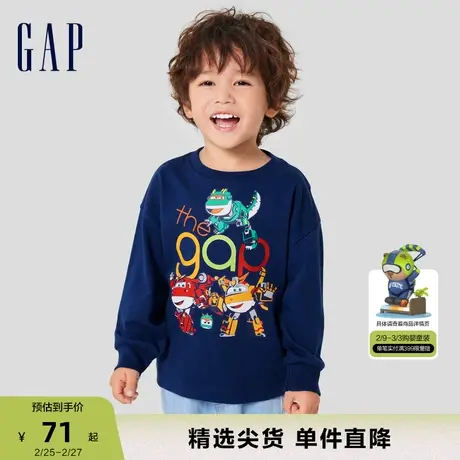 【超级飞侠联名】Gap男幼童春秋长袖T恤儿童装运动舒适上衣765857商品大图