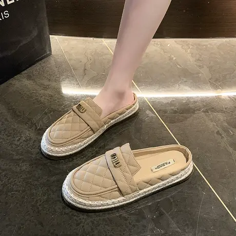 包头半拖鞋女外穿2024新款春秋一脚蹬懒人轻便平底鞋休闲勃肯女鞋商品大图