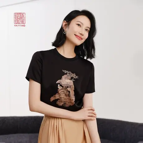 EP雅莹高端系列 气质优雅三醋酸多色圆领T恤 2023新款5302A商品大图