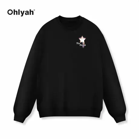 Ohlyah秋冬新款港风潮流幽灵星星字母印花长袖男圆领休闲宽松卫衣商品大图