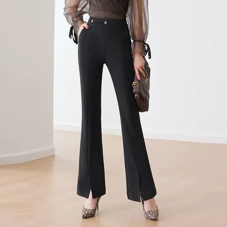 开叉微喇裤高腰垂感休闲裤女长裤秋季2023新款时尚西装裤韩版裤子商品大图