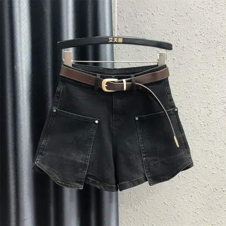 2023秋季新款洋气大口袋宽松显瘦牛仔短裤女高腰时尚百搭阔腿裤潮商品大图