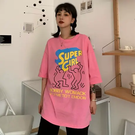 欧货2020早春短袖t恤女宽松韩版ins原宿bf慵懒风半袖蹦迪上衣服潮商品大图